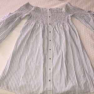 river island plus size blue & white striped dress